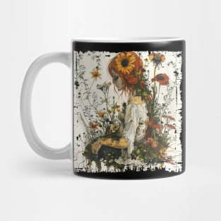 Botanic Vintage Art Woman with withered flowers Mug